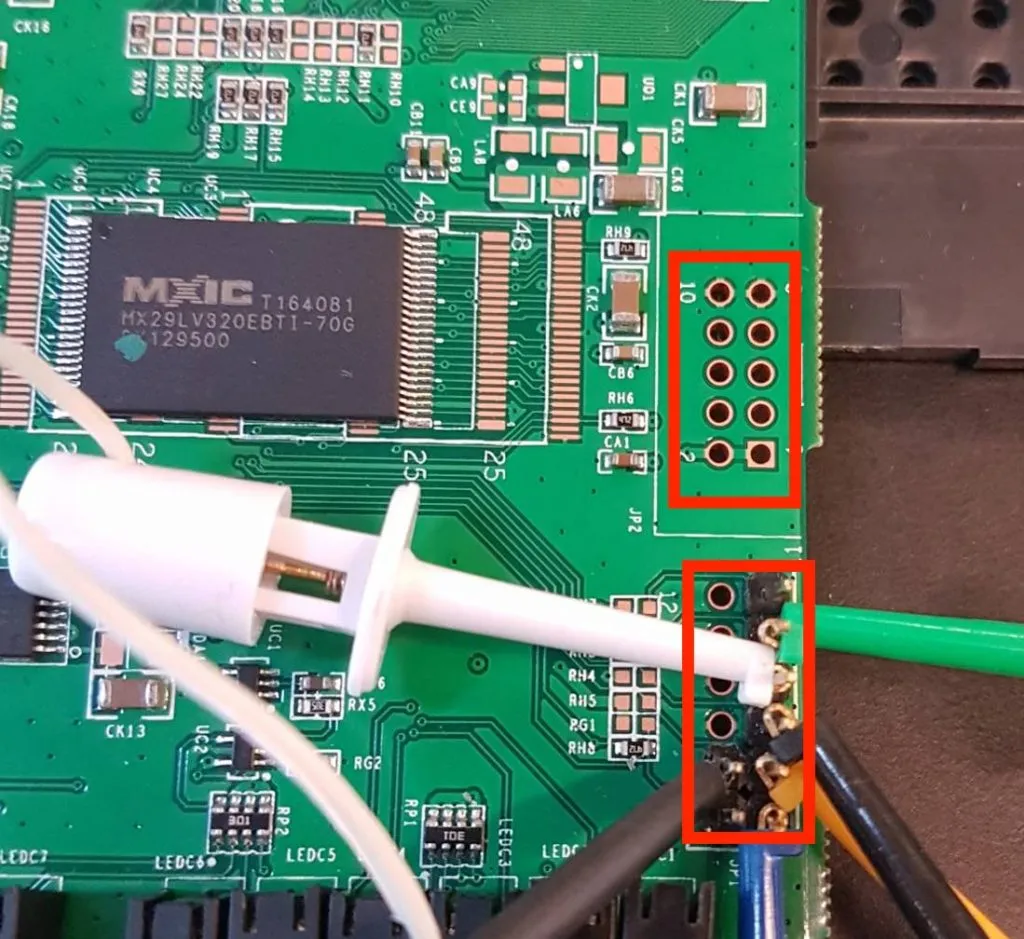 JTAG debug interface on a circuit board
