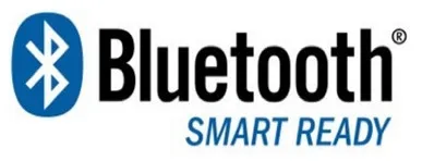 Bluetooth logo with the text 'Bluetooth' in bold black letters and 'SMART READY' in smaller blue capital letters beneath it.
