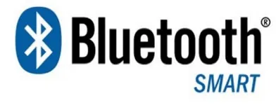 Bluetooth Smart logo with a white Bluetooth symbol inside a blue oval next to the word 'Bluetooth' in black and 'SMART' in blue italic letters.
