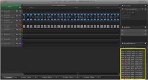 Logic analyzer capture of a bus signal