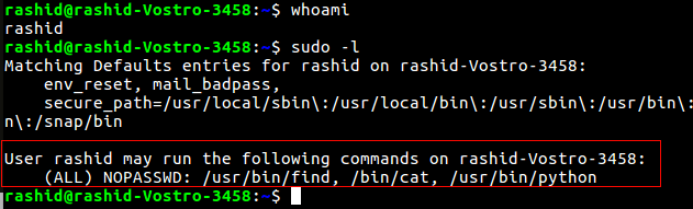 Linux privilege escalation permission model, Exploiting misconfigured SUDO rights