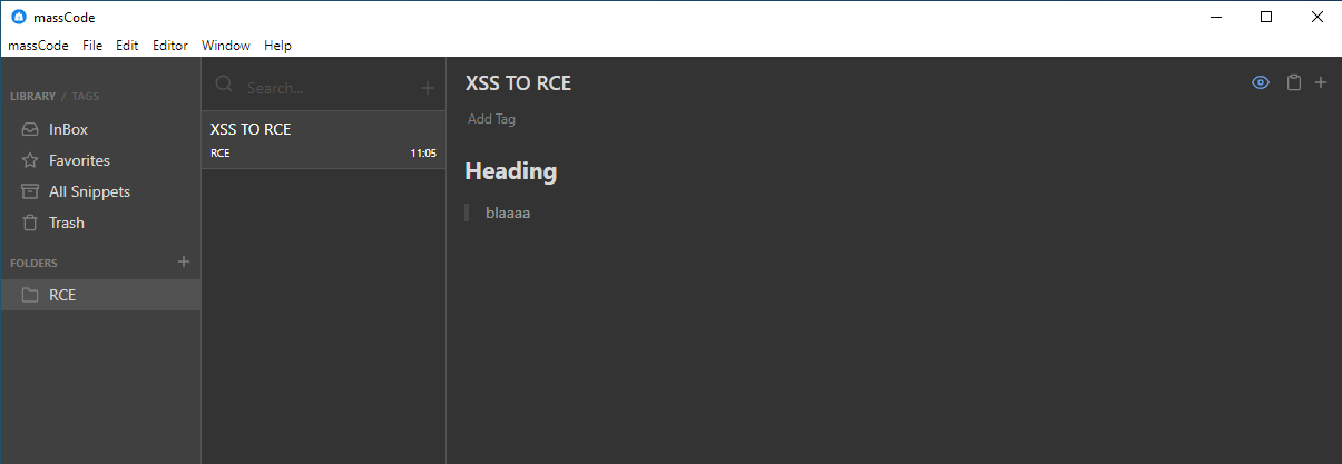 Rendered markdown preview in massCode