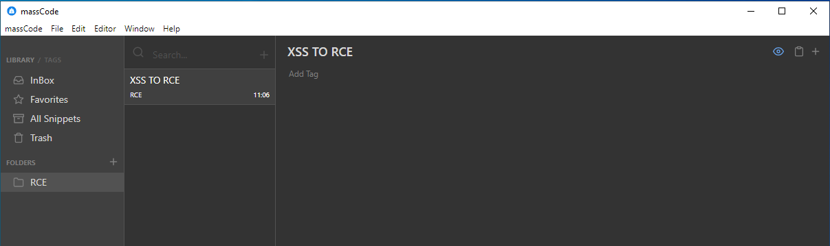 Script tag payload not executing in the massCode preview