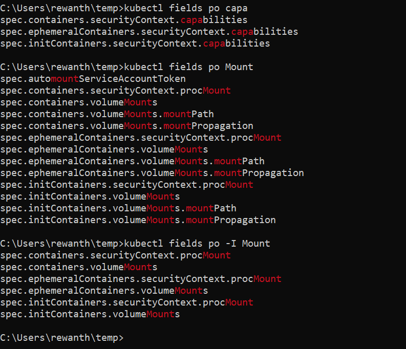 kubectl-fields plugin example output