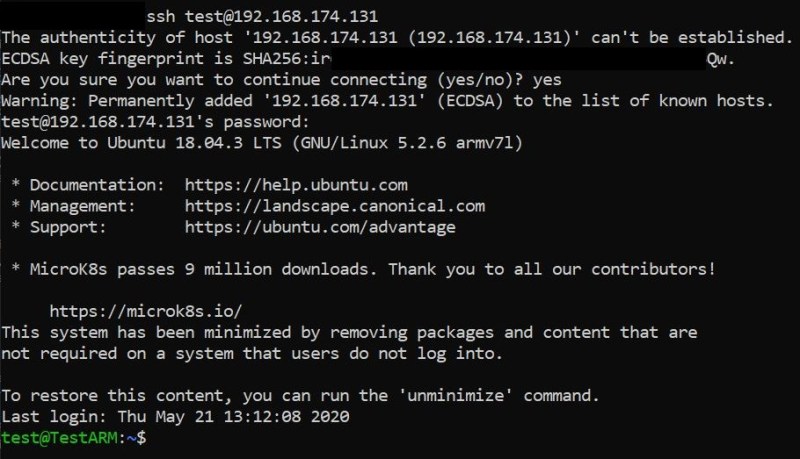 SSH to ARM system