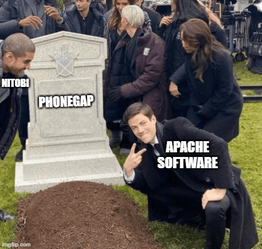 An image showing Apache Software buried the phonegap name after getting it from Nitobi.
