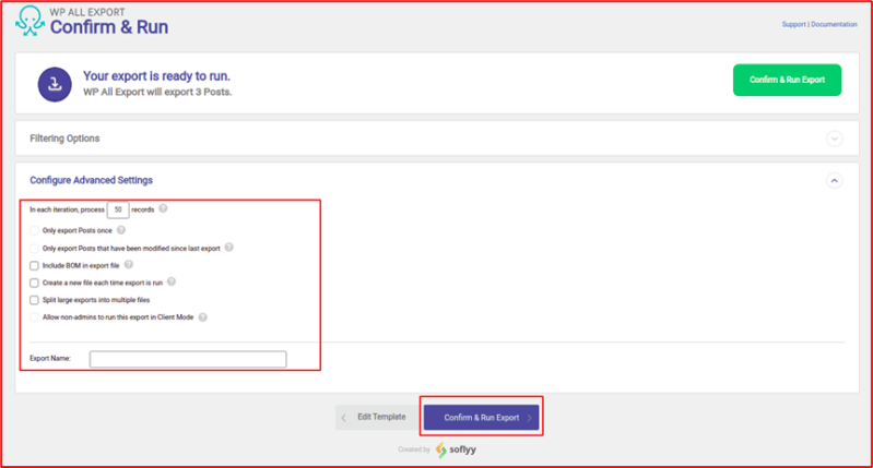 12. Confirm and Run Page