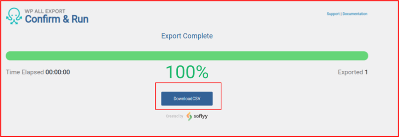 19. Export Completed