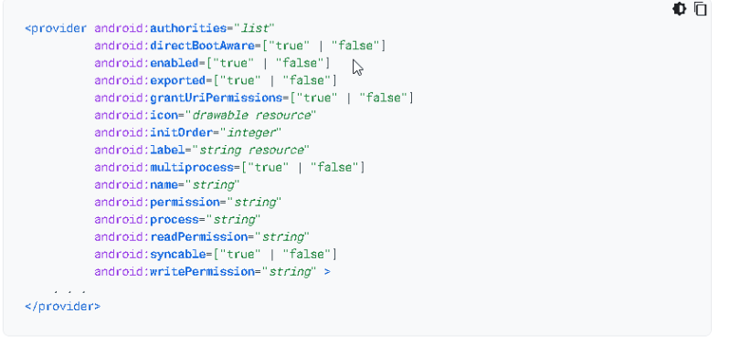 Content Provider Attributes