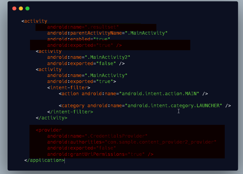 Access To Protected Content-Provider Using Intent Interception