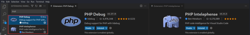 Image displaying the extensions required to review PHP applications