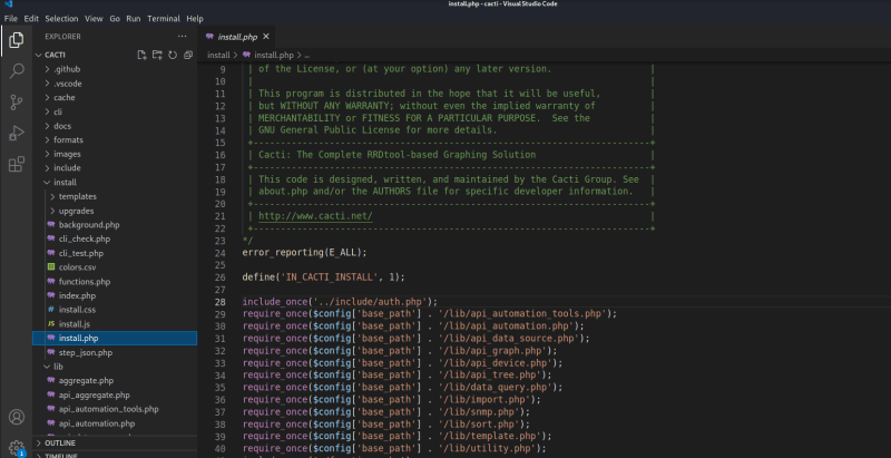 Image displaying the application's code in VS code