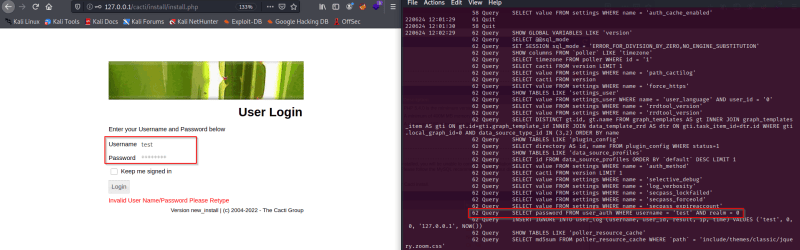 Bi-sectional Image displaying application's UI and respective DB query