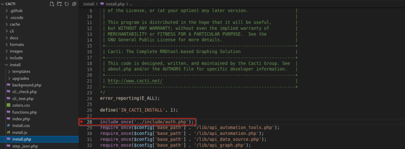  Image highlighting the intended breakpoint