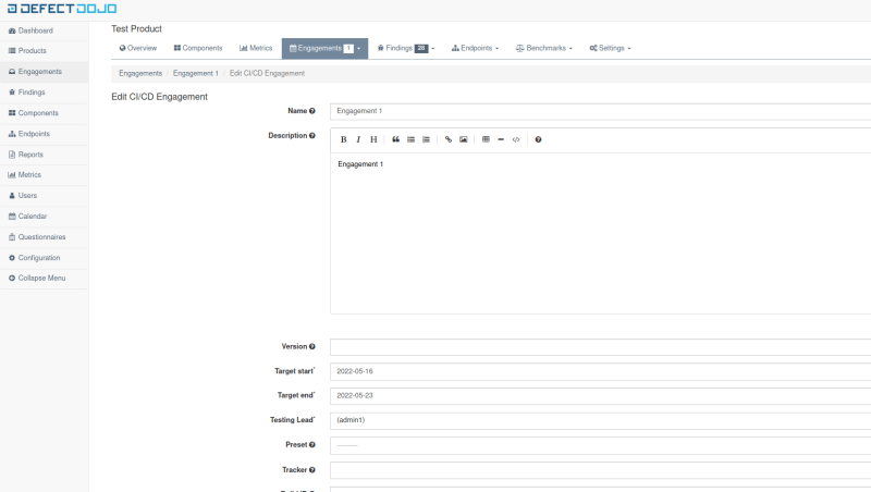 This image shows details to put in the engagement section