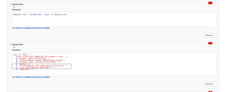This image shows defectdojo API call in Jenkins