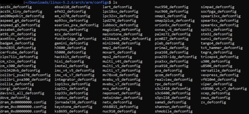 kernel/arch/arm/config Directory