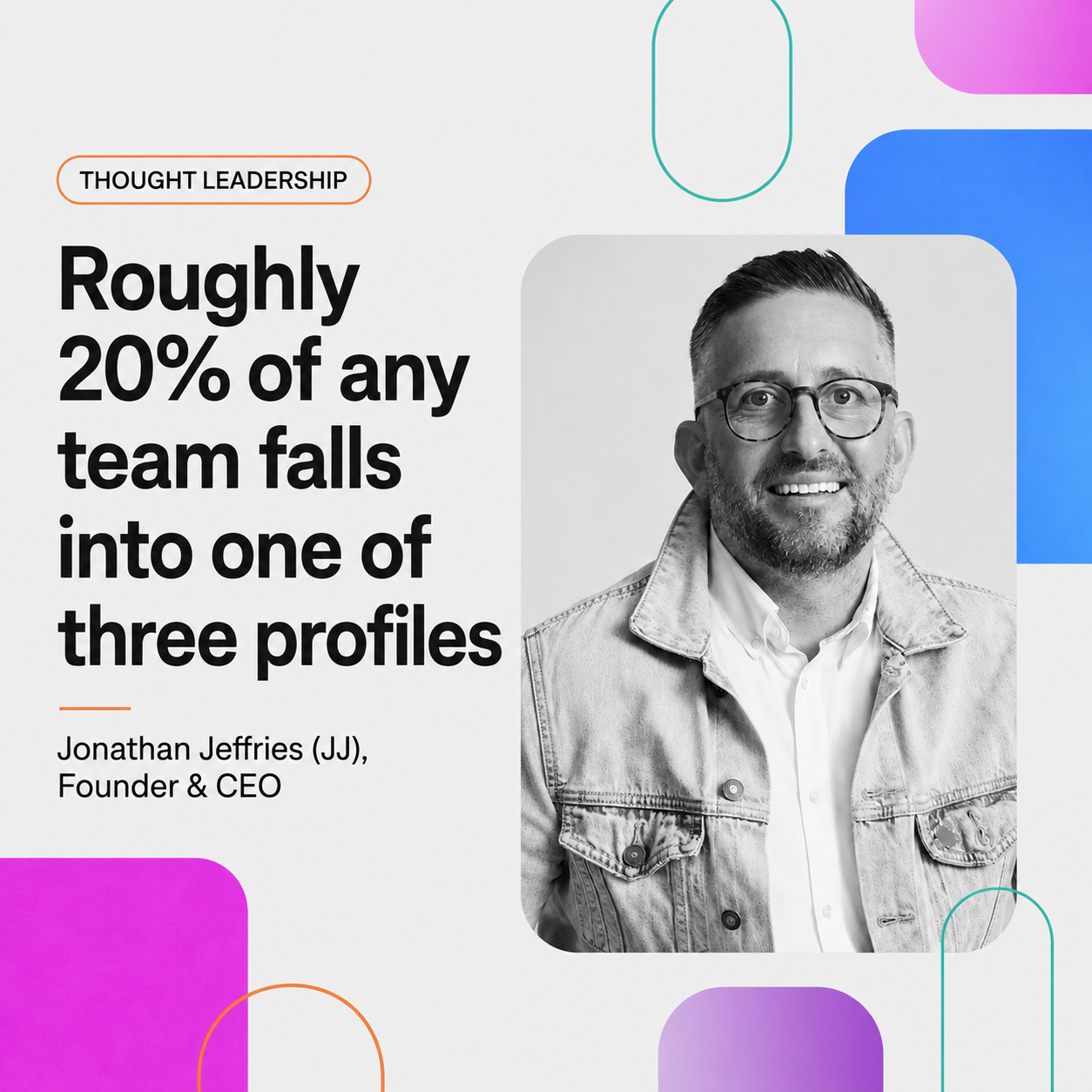 Think & Grow banner for "The Three Profile Types Quietly Blocking Your Growth," featuring JJ, CEO