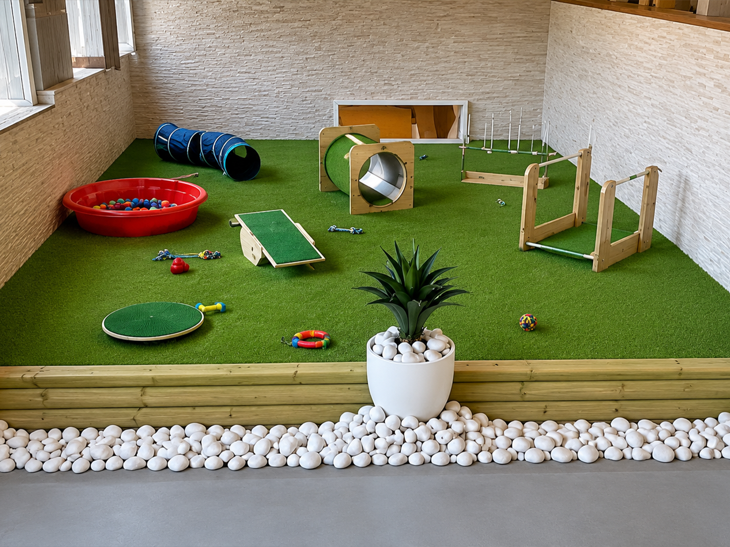 Indoor play area for puppies starting in week 5
