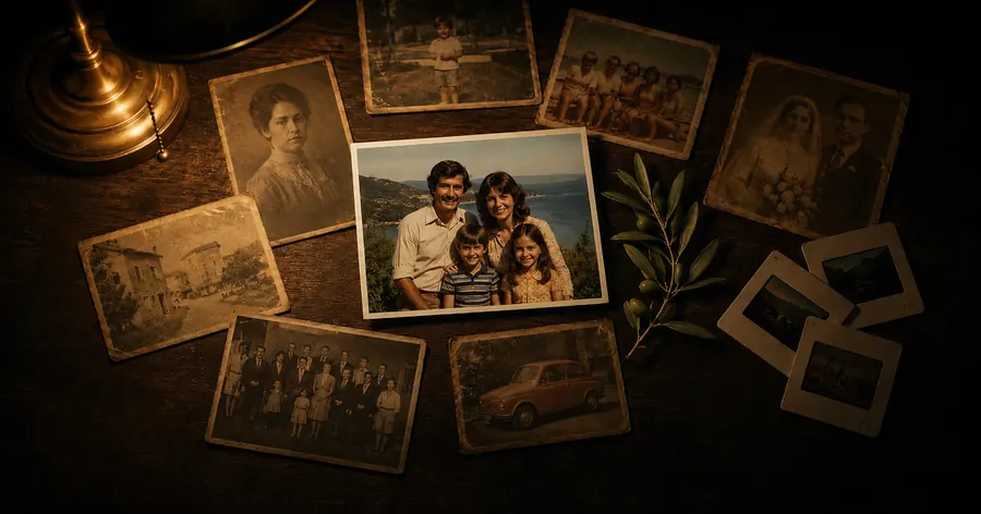 Family photographs gathered for a memorial tribute