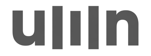 Schwarze, stilisierte Großbuchstaben forming das Wort "ullIn" auf weißem Hintergrund.