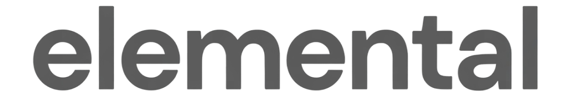 Text 'elemental' in lowercase gray sans-serif font on a transparent background.