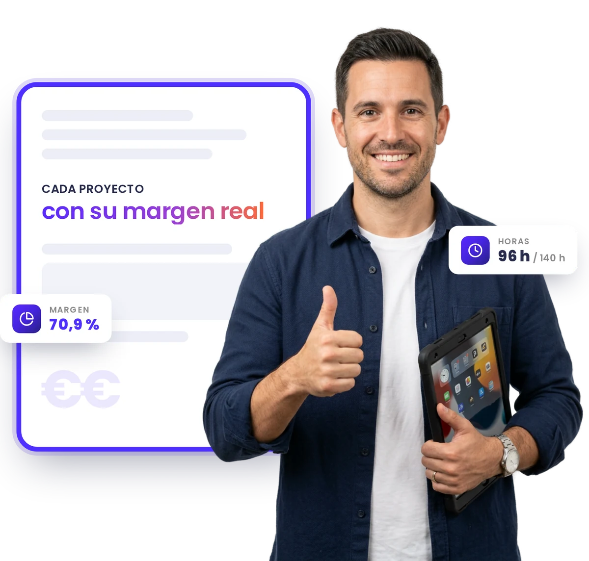 Gestor de proyectos en Prana con margen y horas en tiempo real