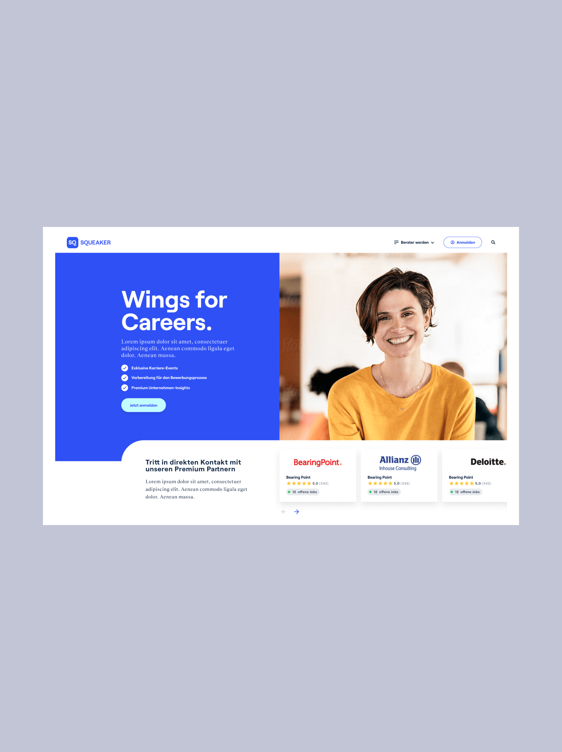 Website-Redesign für Squeaker, Karriereplattform