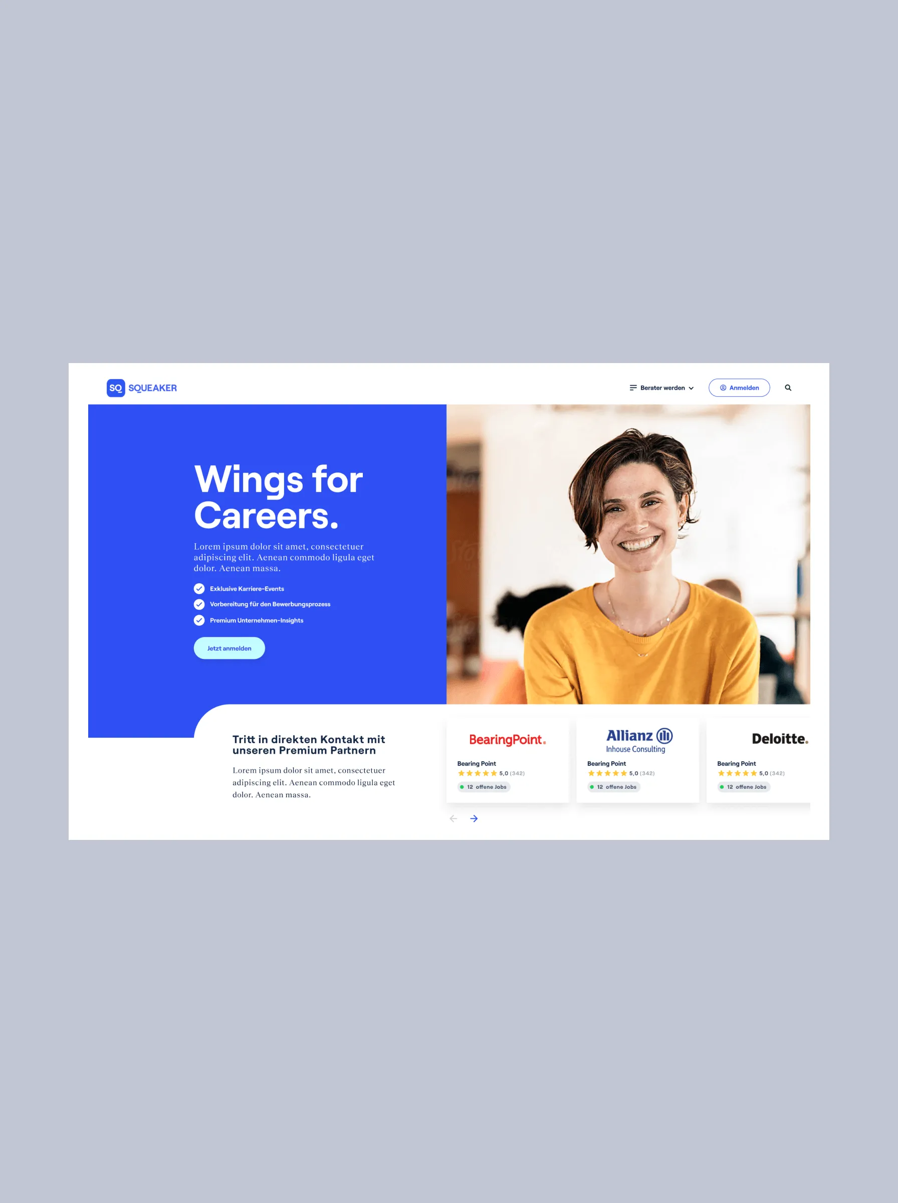 Website-Redesign für Squeaker, Karriereplattform