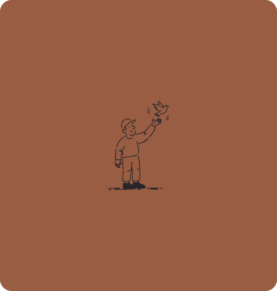 Cartoon man with tie walking and examining ground with magnifying glass.
