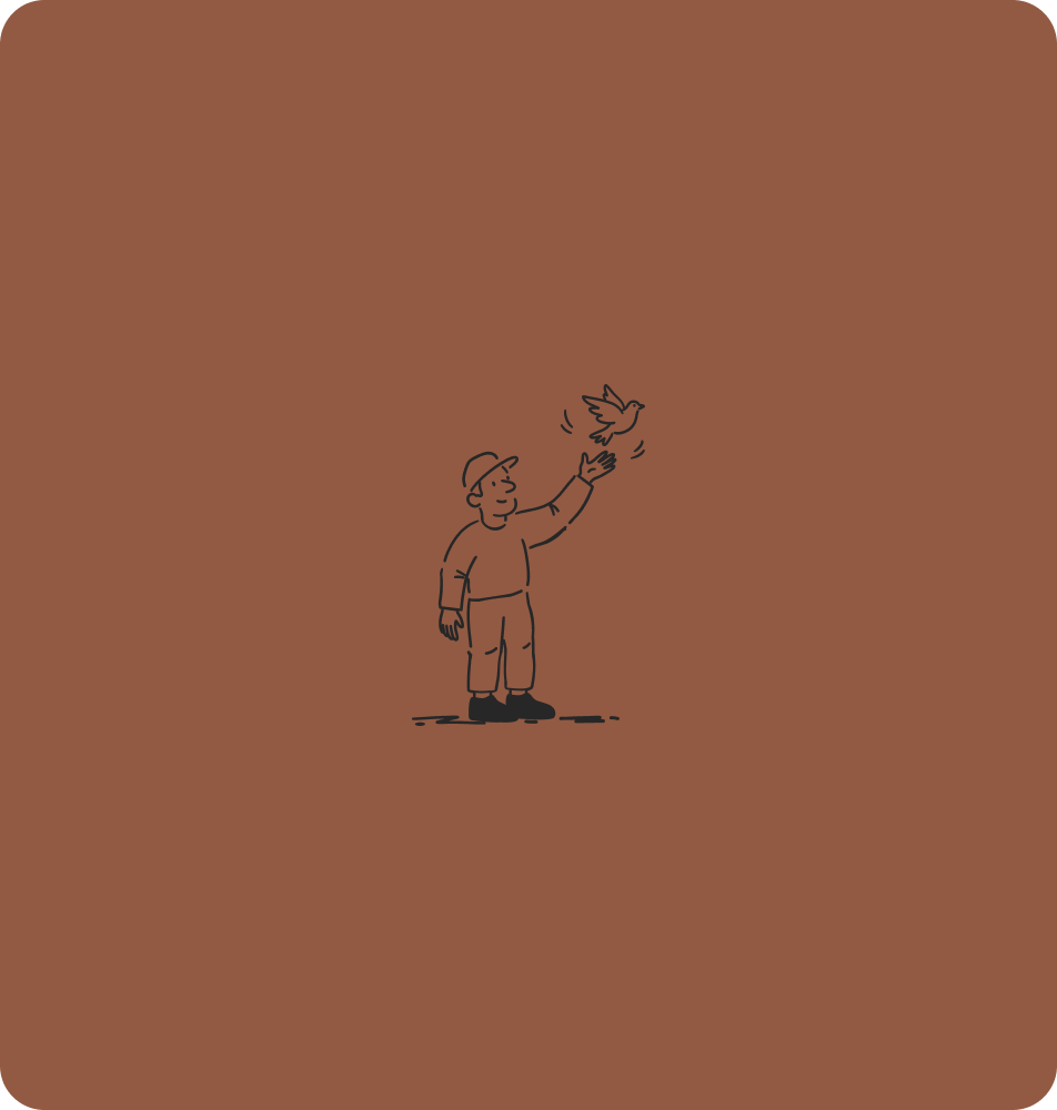 Cartoon man with tie walking and examining ground with magnifying glass.