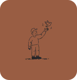 Cartoon man with tie walking and examining ground with magnifying glass.