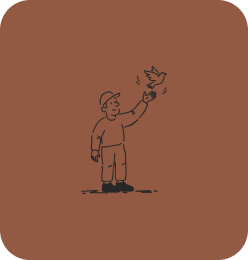 Cartoon man with tie walking and examining ground with magnifying glass.