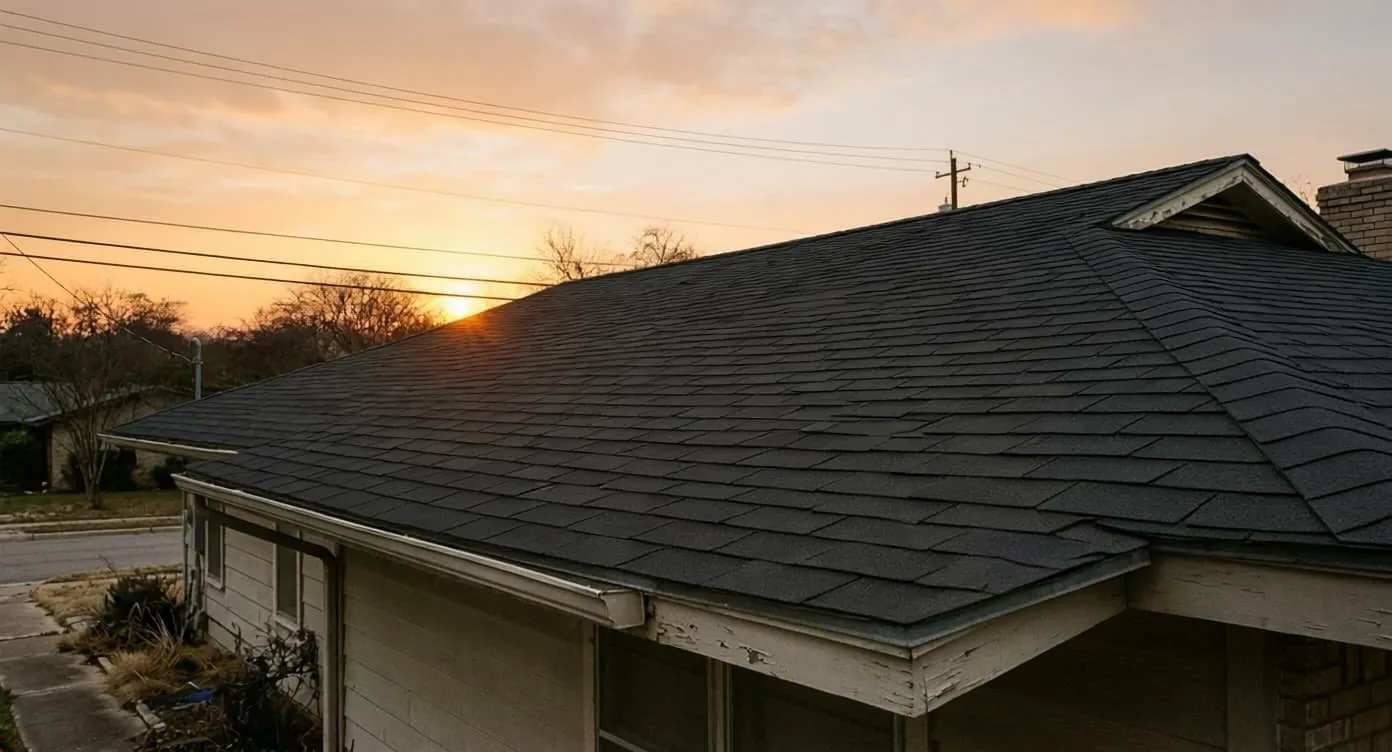 New architectural shingle roof after replacement