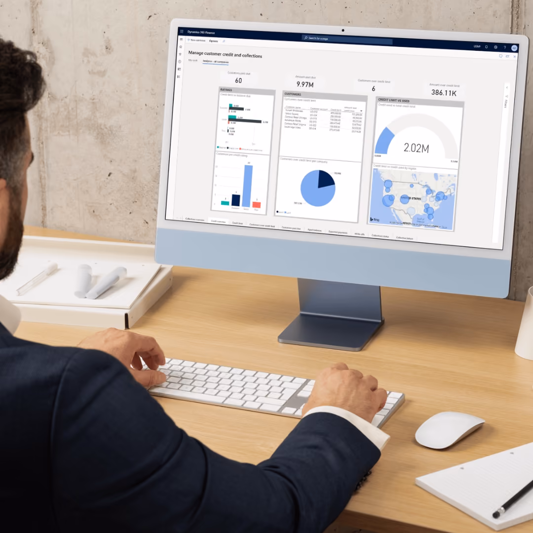 Dynamics 365 Finance shown on a tablet