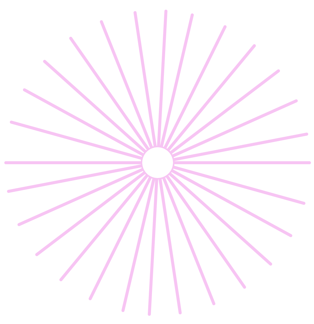Pink radial lines extending outward from a central circle on a black background.