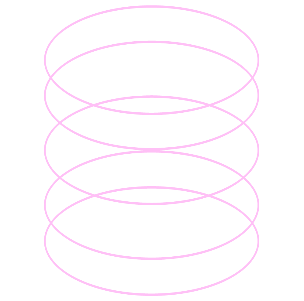 Four translucent pink ellipses stacked vertically on a white background.