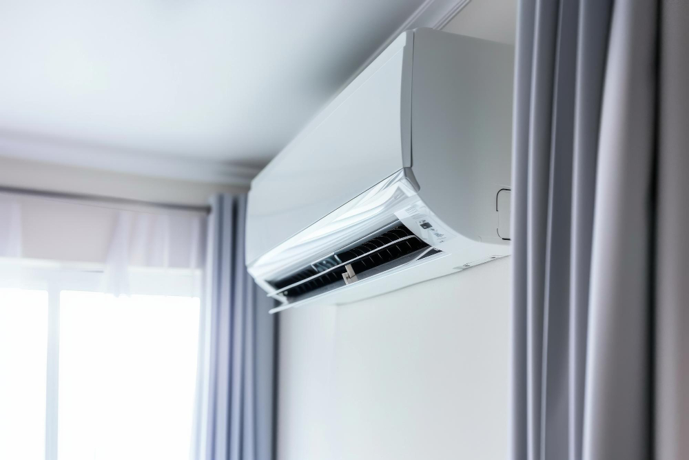 Ductless mini-split system installed on an interior wall