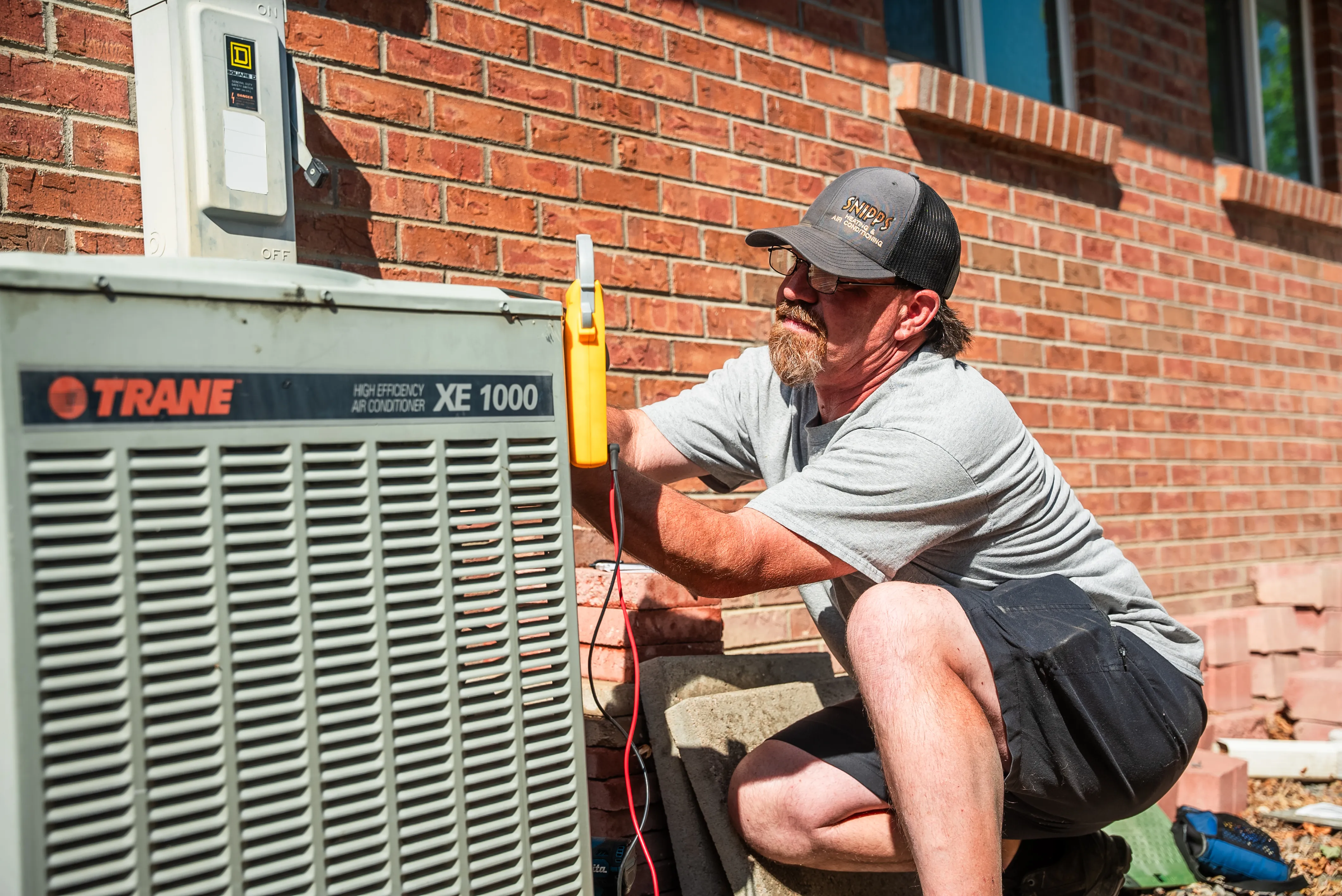 Close-up of residential HVAC equipment and ductwork
