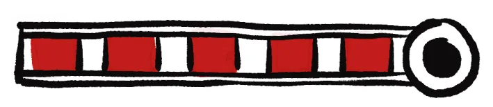 Barrière de passage à niveau rouge et blanche, dessinée à la main