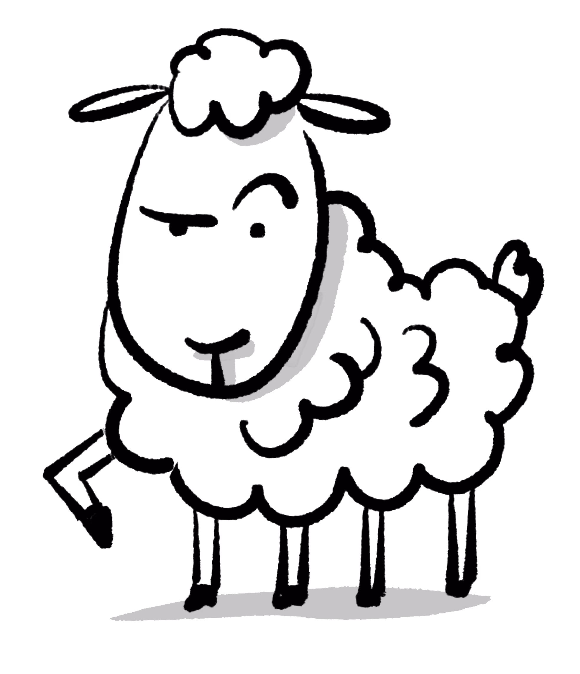 Mouton à l'air malicieux dessiné à la main