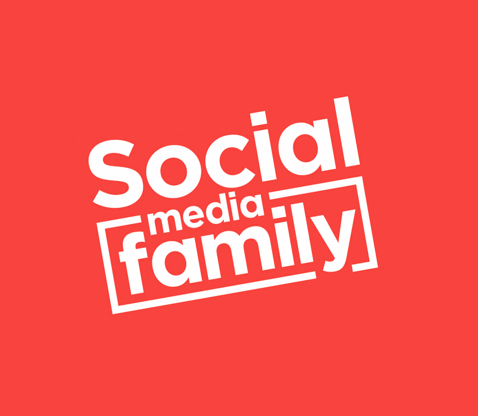 Logo Social Media Family en blanc sur fond rouge