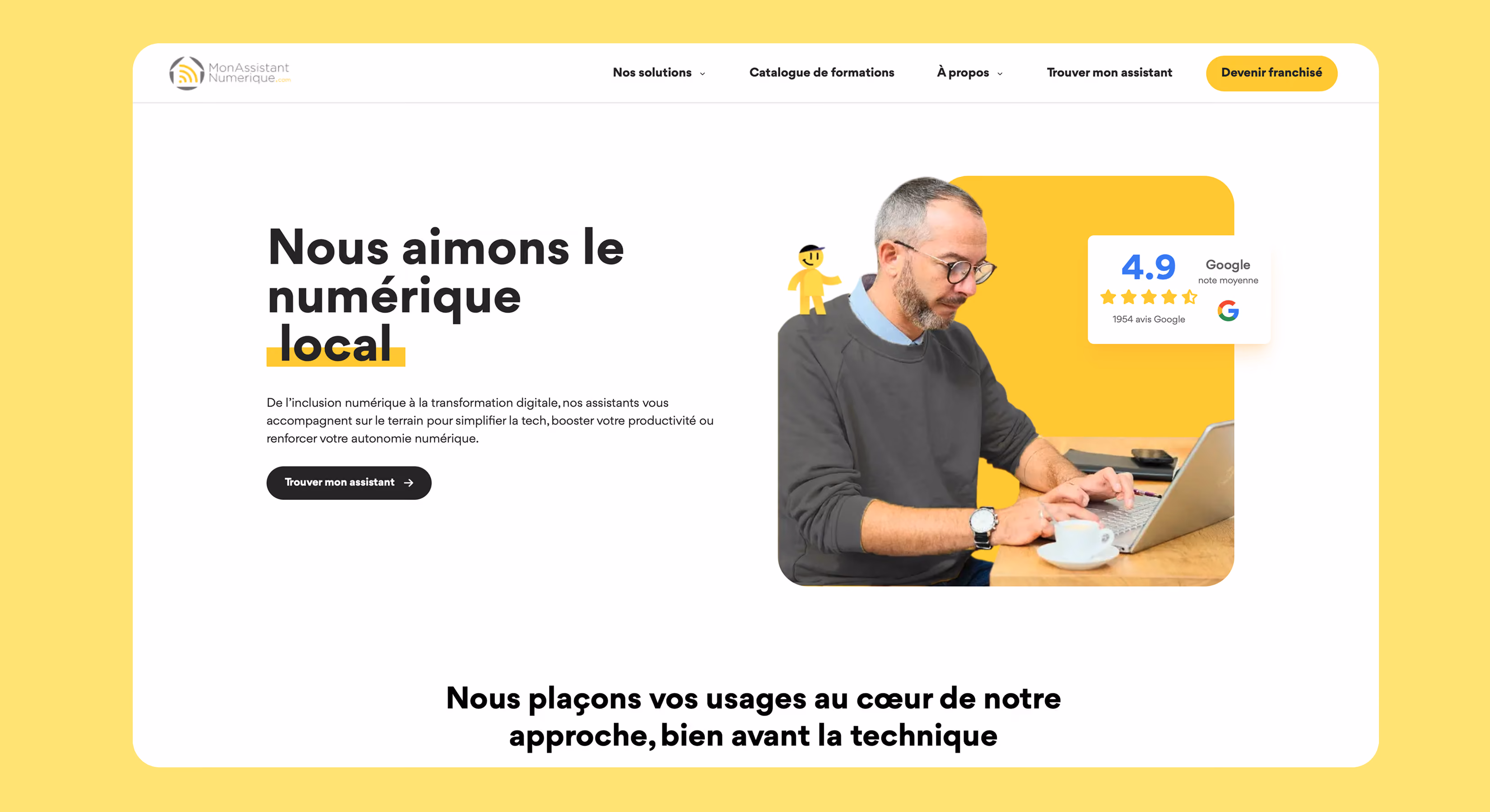 Page d'accueil du site Mon Assistant Numérique : « Nous aimons le numérique local »