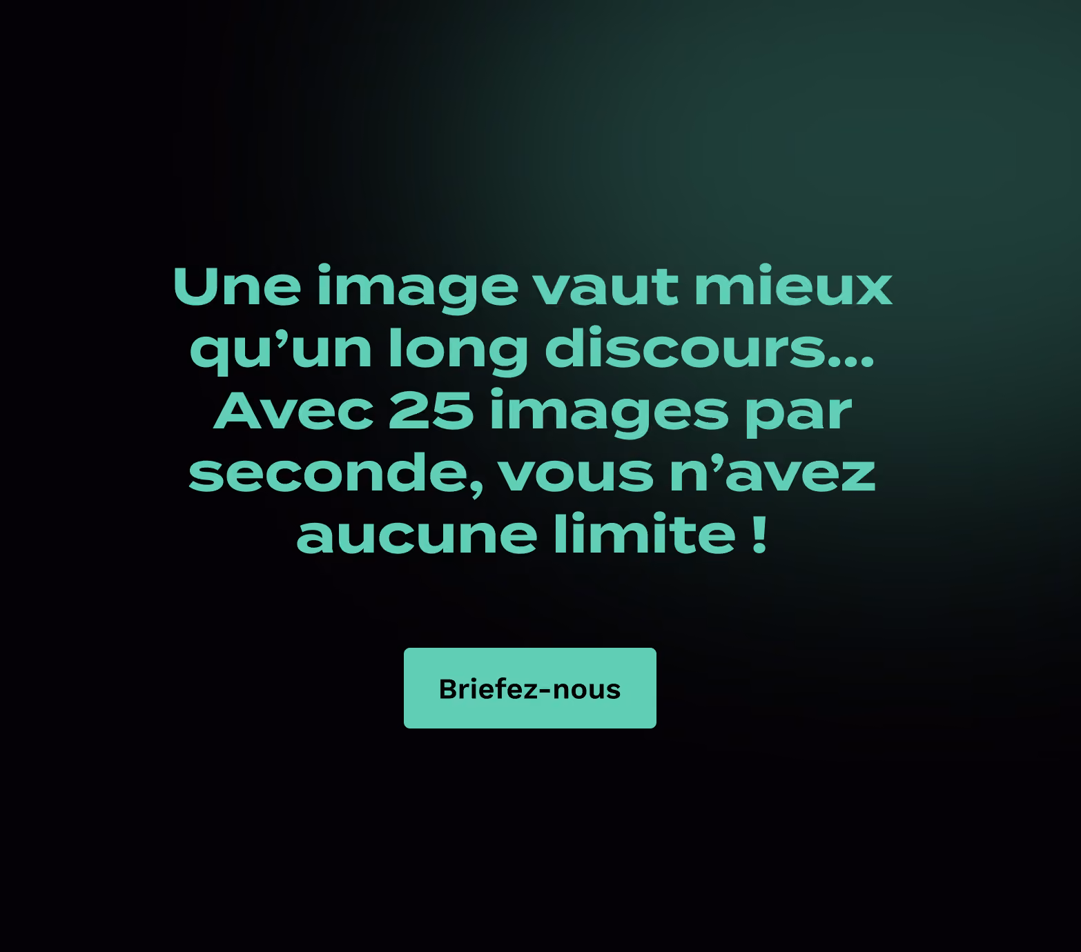 Bannière « Une image vaut mieux qu'un long discours… » avec le bouton Briefez-nous