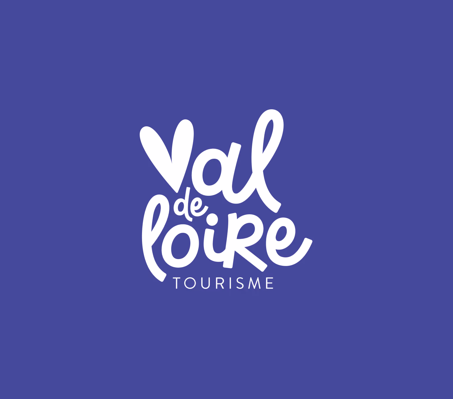 Nouveau logo Val de Loire Tourisme en blanc sur fond violet