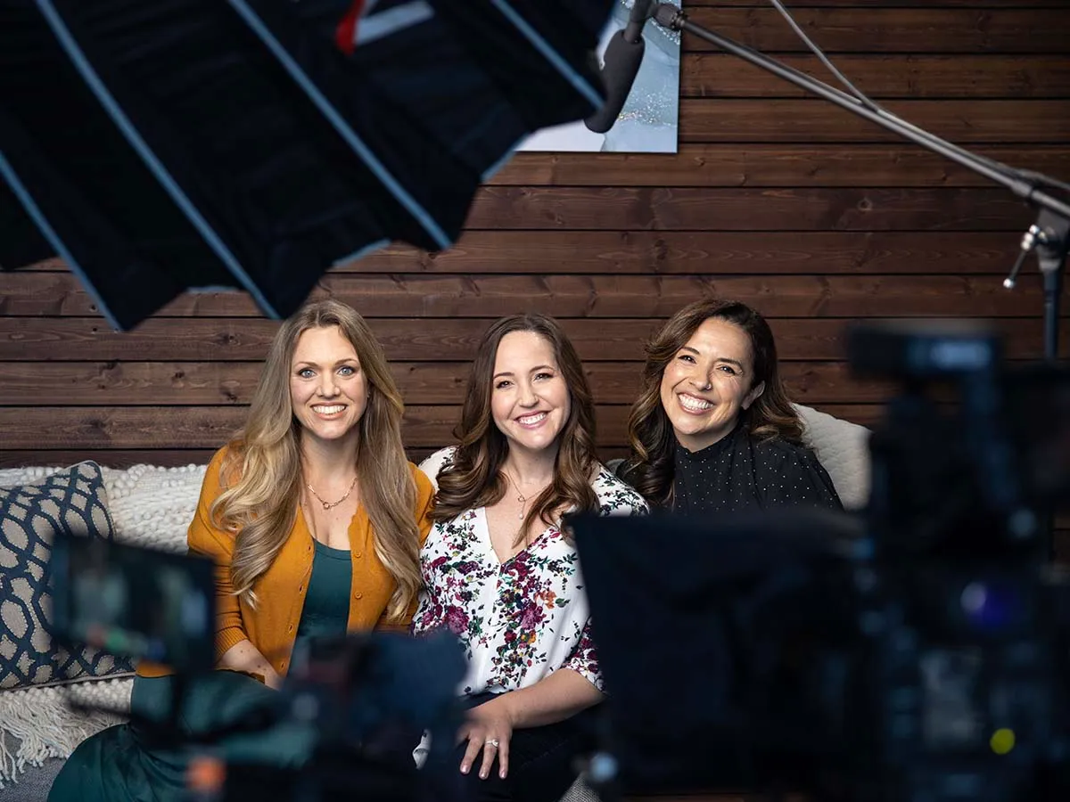 Three creators on set during a VID Project production