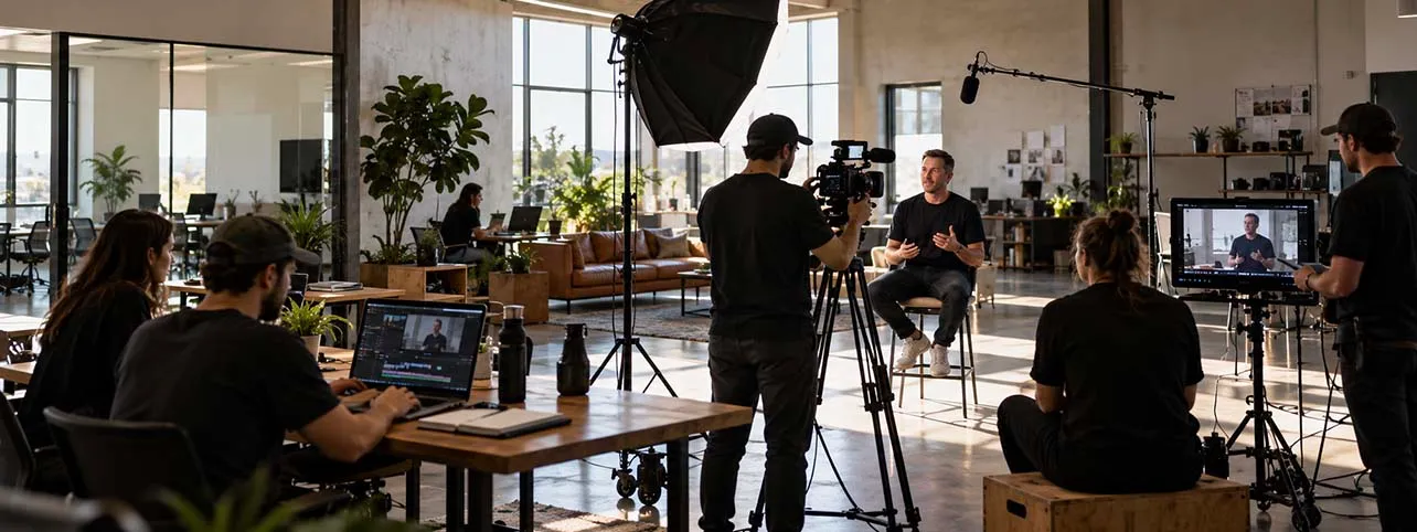 VID production team on set with a client