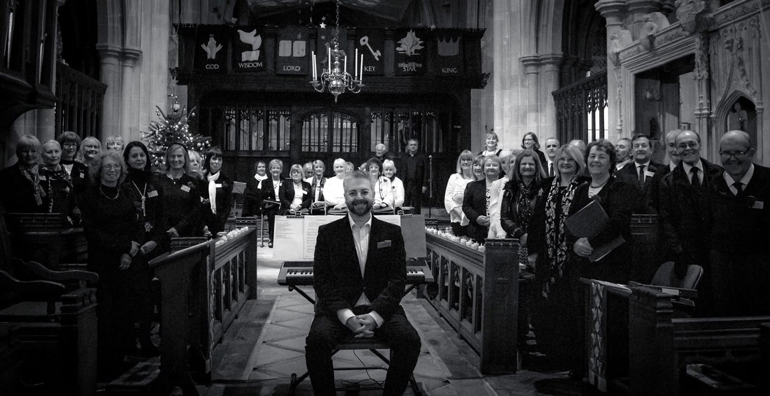 Lee Ingram and the One Voice choir pictured in a church