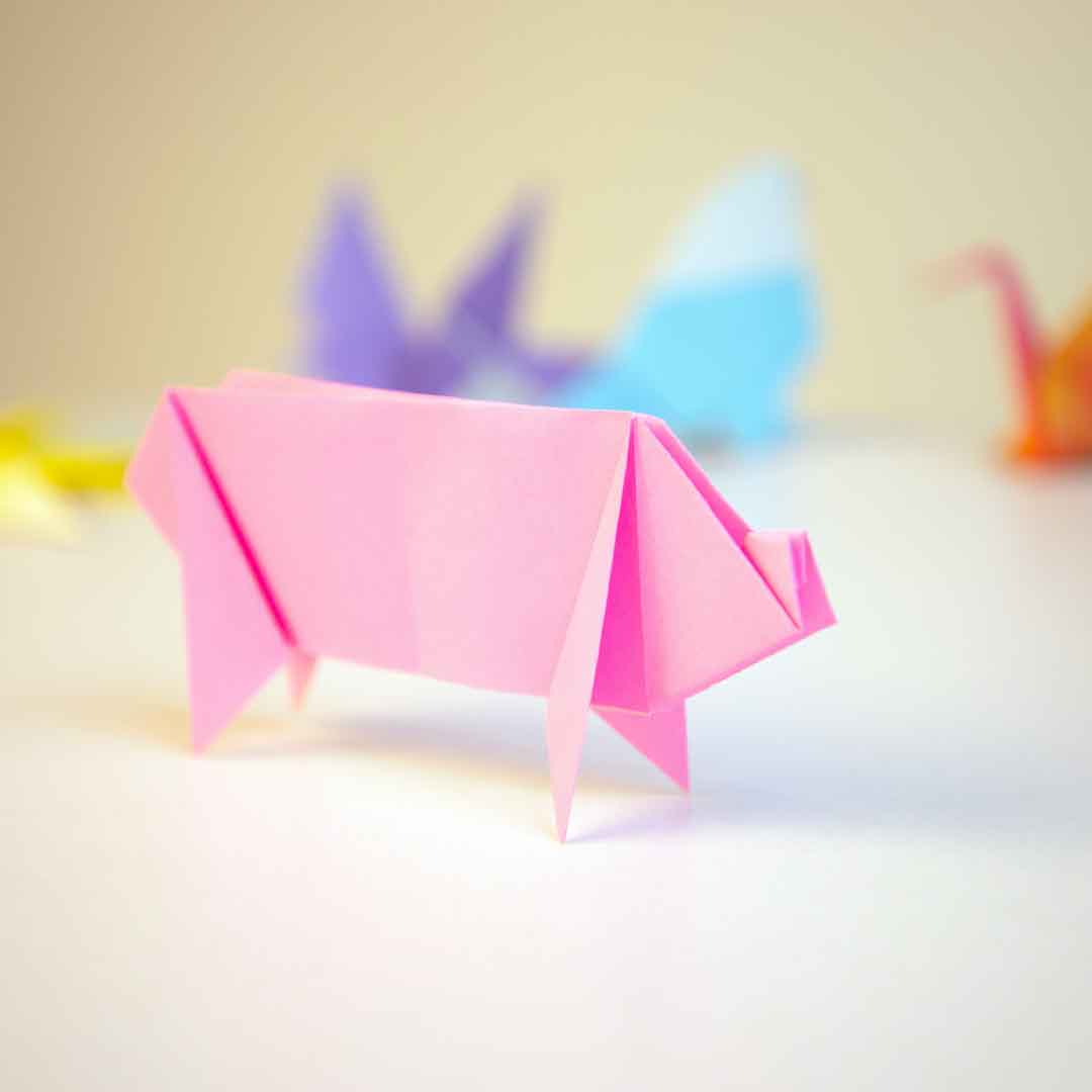 Photo showing origami pig