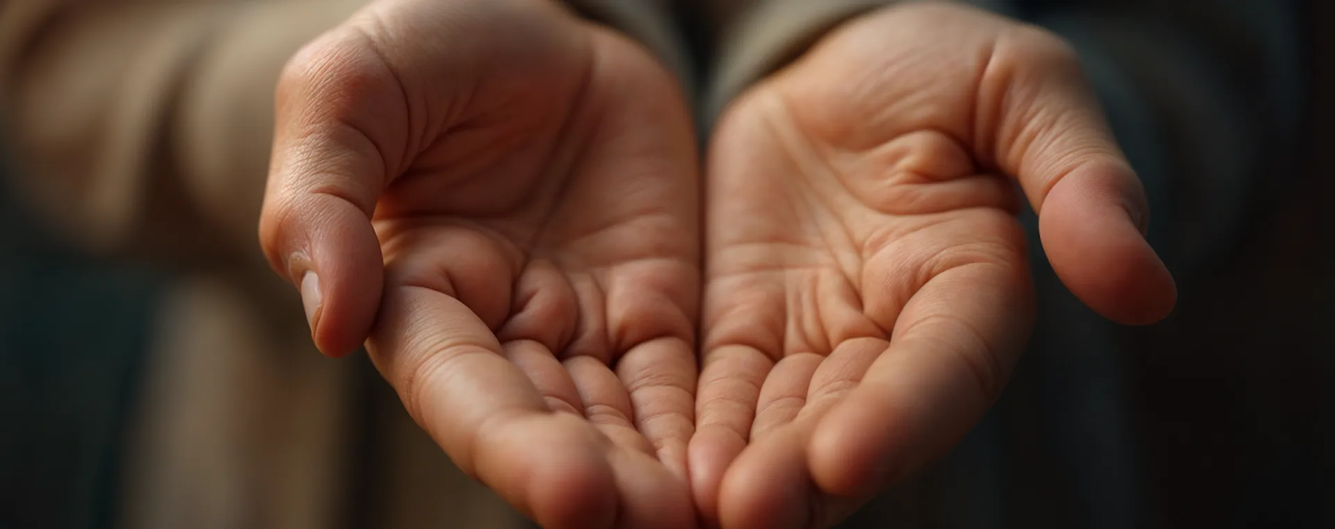 Close-up of two cupped hands held together with palms facing up.
